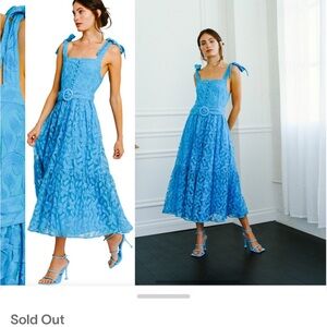 Ciebon Rachel Embroidered Belted Dress in Blue
